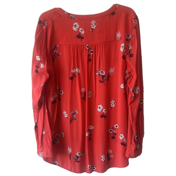 Joules Size US 14 Popover Blouse Rosamund Red Floral Print V-Neck 100% Viscose - Picture 4 of 8